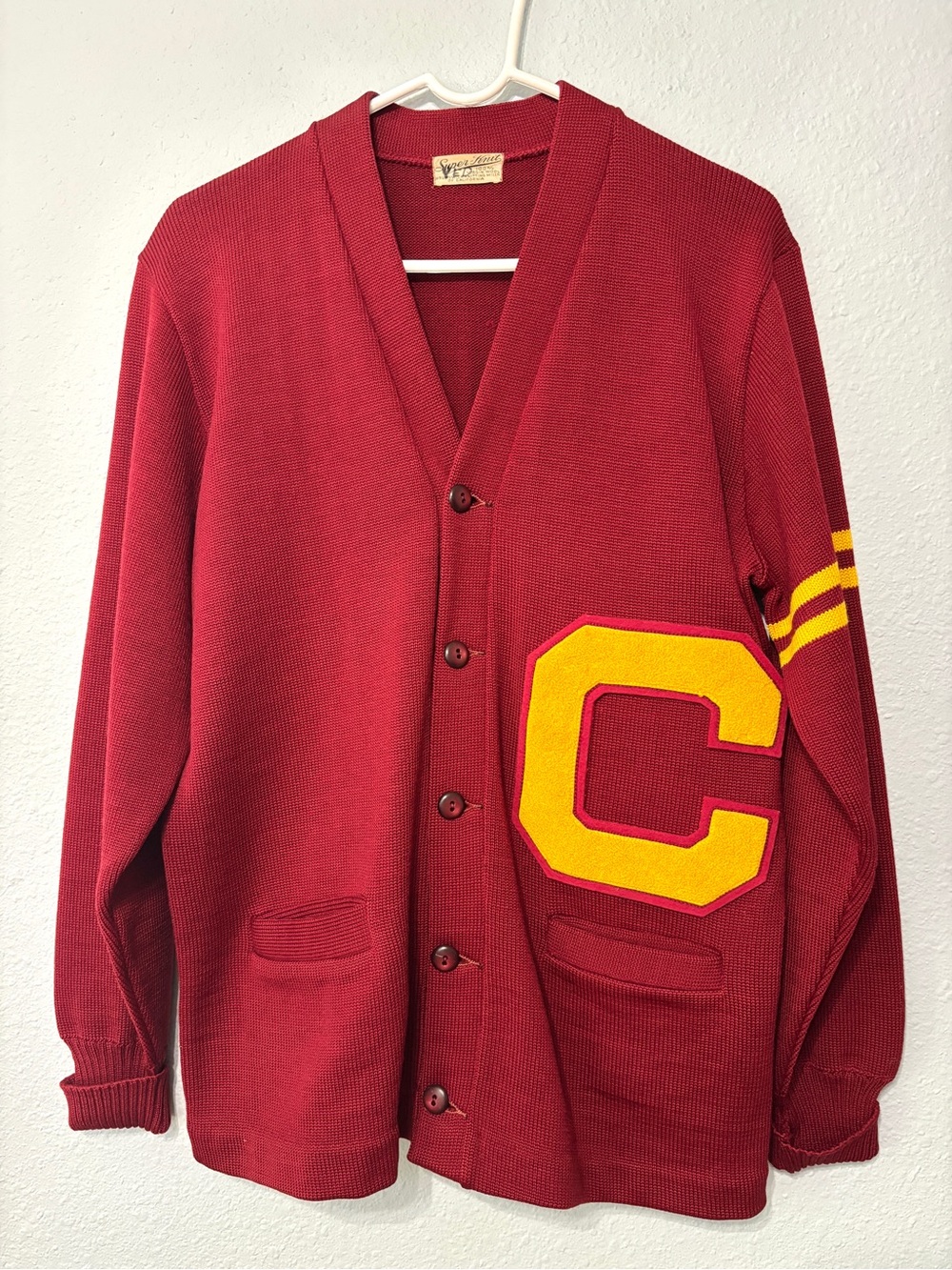Vintage 1950’s 60’s Chico State University Varsity Letterman Wool Cardigan  L